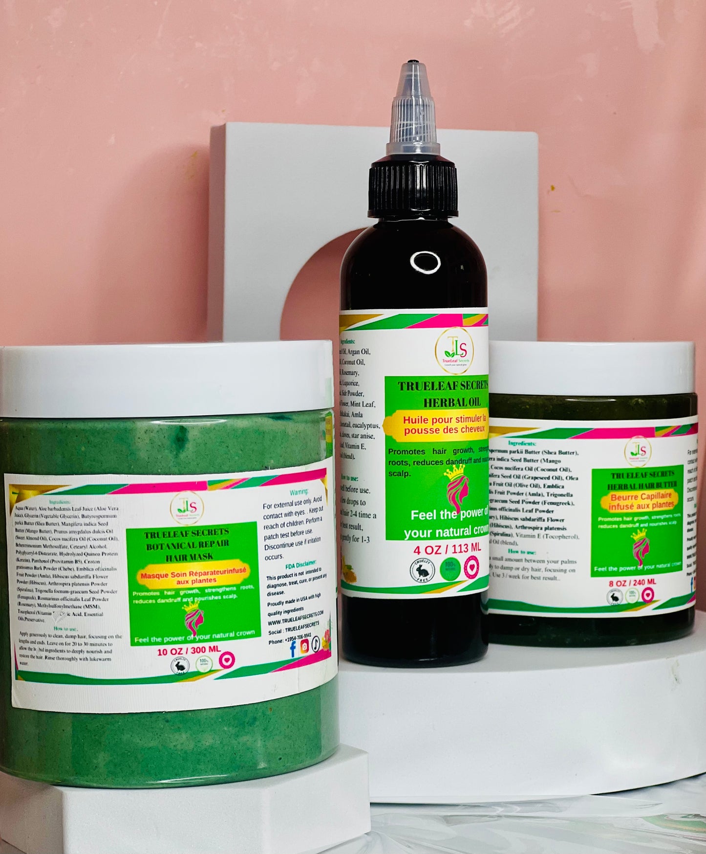 TLS Set of 4: Mask 16 Oz, Pomade 8 Oz, Oil 4 Oz & Hair mist 8 Oz for 100% results