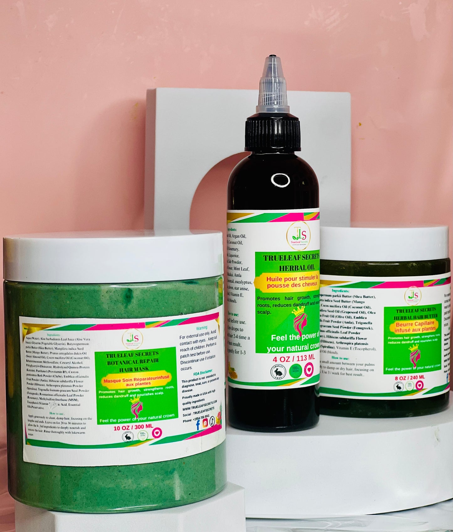 TLS Set of 4: Mask 16 Oz, Pomade 8 Oz, Oil 4 Oz & Hair mist 8 Oz for 100% results